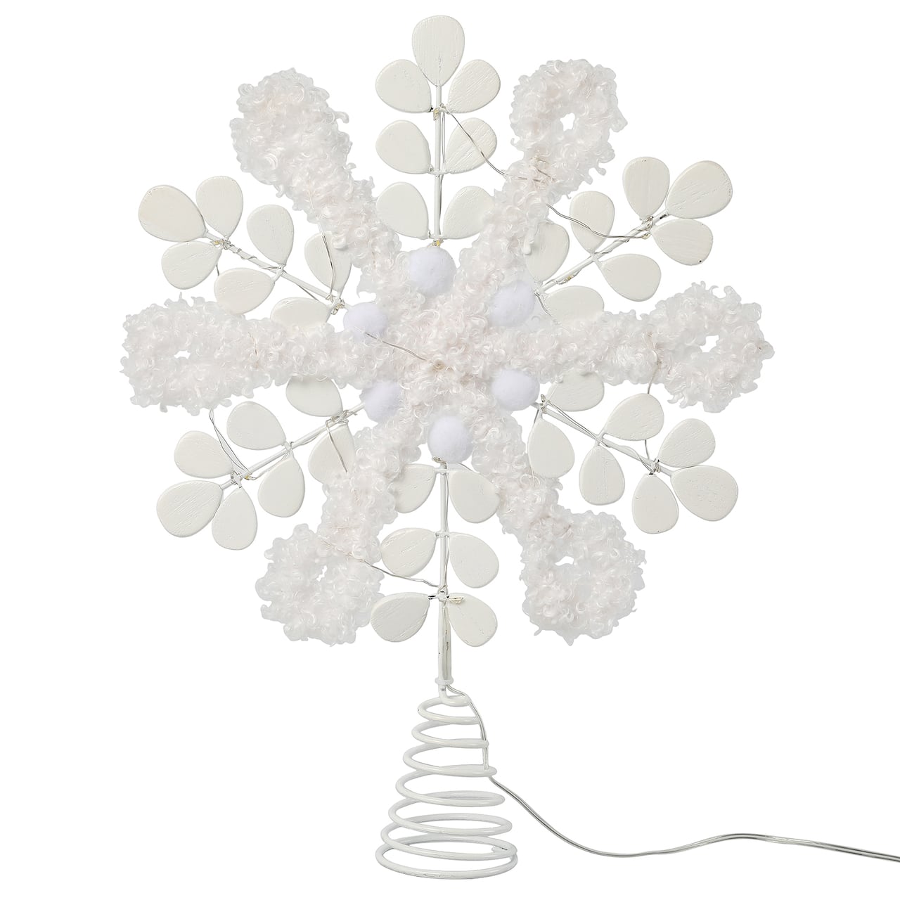 Cimier de sapin illuminé en bois et tissu de 35,5 cm, motif flocon de neige, par Ashland